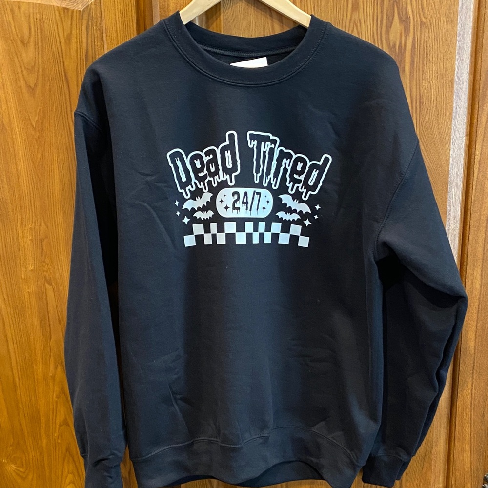 NWT 24/7 Dead Tired Crewneck black Sweatshirt size medium